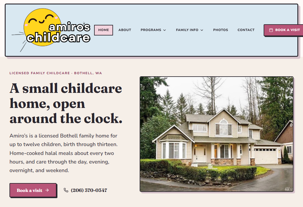 Amiro's Childcare website preview