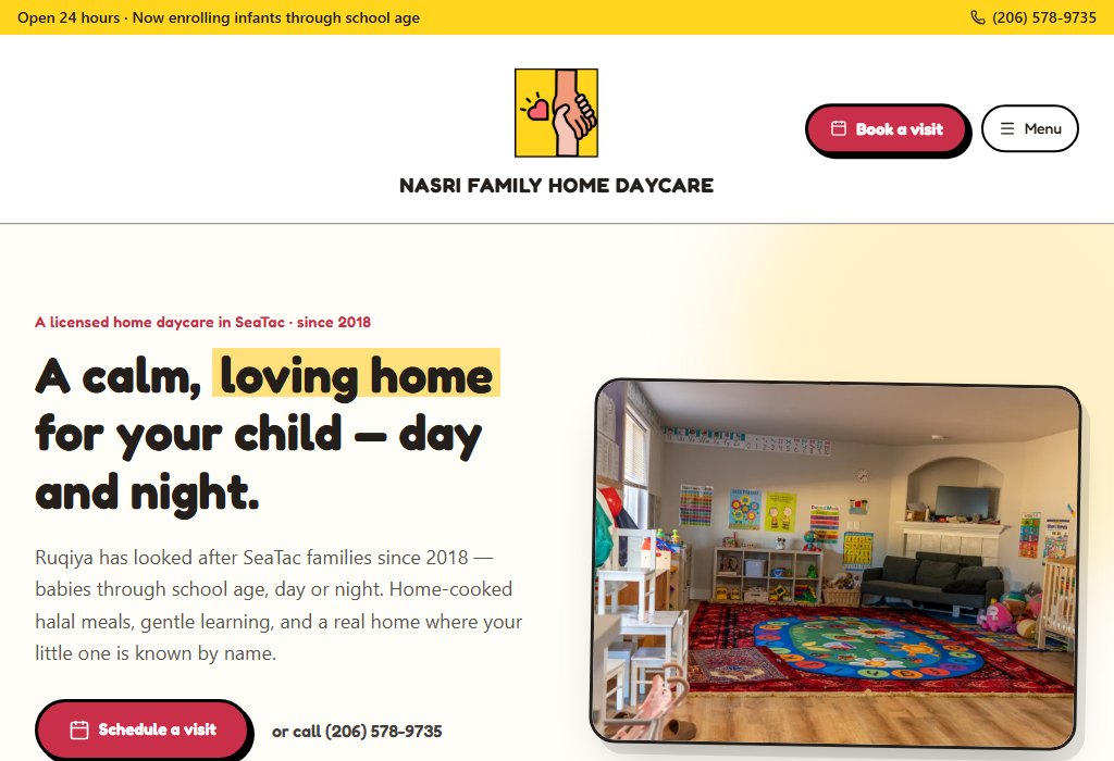 Nasri Family Daycare website preview