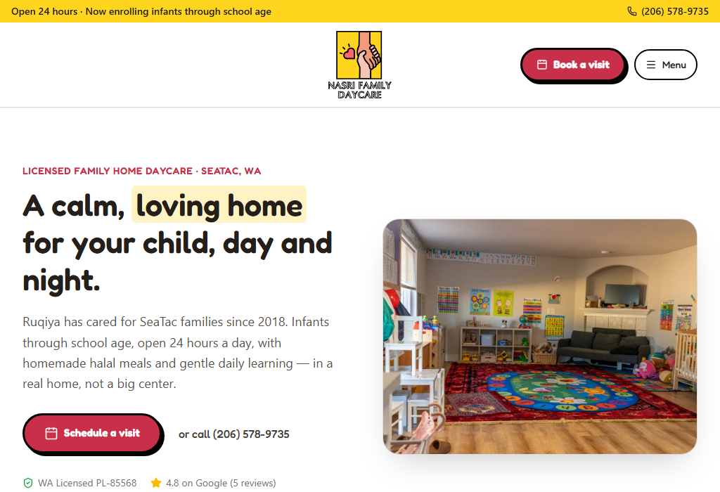 Nasri Family Daycare website preview